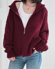 Bouclé Jacke, mit Kapuze, 4 Farben