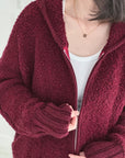 Bouclé Jacke, mit Kapuze, 4 Farben