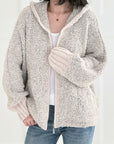 Bouclé Jacke, mit Kapuze, 4 Farben