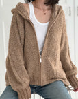 Bouclé Jacke, mit Kapuze, 4 Farben