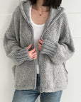 Bouclé Jacke, mit Kapuze, 4 Farben