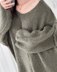 Pullover, V-Ausschnitt, Khaki