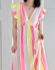 Musselin Kleid, Rückenausschnitt, ärmellos, Zickzack, 5 Farben