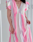 Musselin Kleid, Rückenausschnitt, ärmellos, Zickzack, 5 Farben