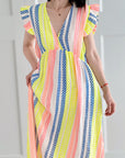 Musselin Kleid, Rückenausschnitt, ärmellos, Zickzack, 5 Farben