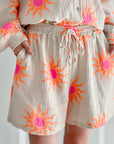 Musselin Shorts, Sonne, Orange-Beige