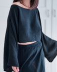 Musselin Cropped Bluse, 4 Farben
