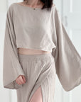 Musselin Cropped Bluse, 4 Farben