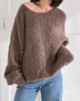 Bouclé Pullover, mit Rand, 5 Farben