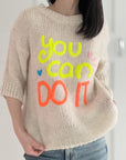 Pullover, Halbarm, You Can Do It, Beige