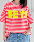 Sweat-T-Shirt, HEY-Streifen, 3 Farben