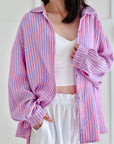 Musselin Bluse, Rosa-Streifen, 3 Farben