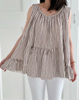 Musselin Boho-Top, Streifen, 4 Farben