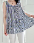 Musselin Boho-Top, Streifen, 4 Farben