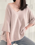 Strickpullover, 3/4 Ärmel, V-Ausschnitt, 5 Farben