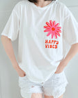 T-Shirt, Happy Vibes, 4 Farben