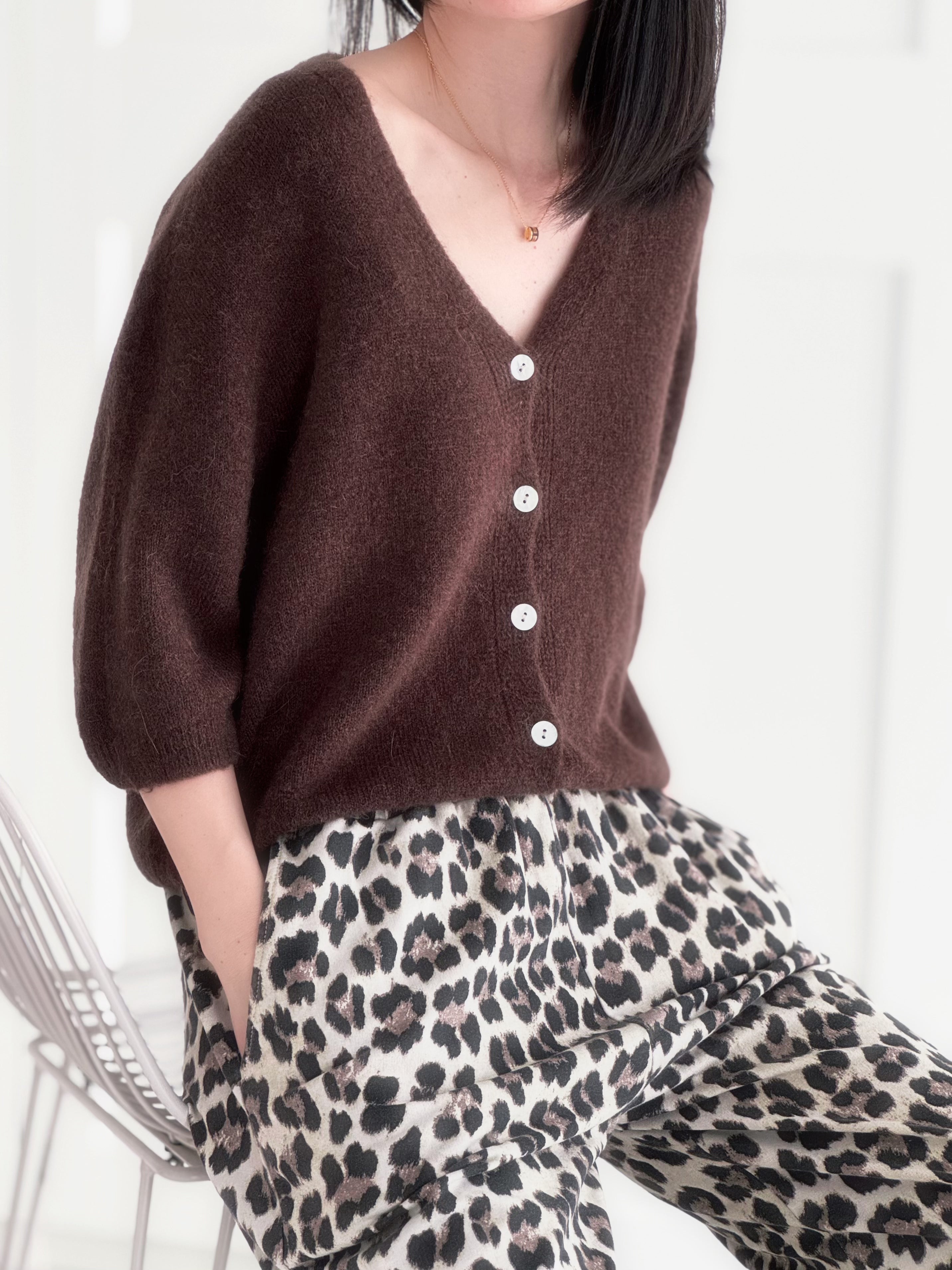 Strickjacke, Alpaka, 3/4 Ärmel, 6 Farben