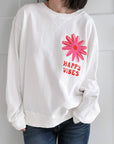 Sweatshirt, Happy Vibes, 2 Farben