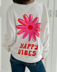 Sweatshirt, Happy Vibes, 2 Farben