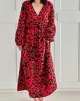 Musselin Kleid, Rückenausschnitt, Wild-Leo, Rot