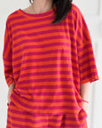 Frottee T-Shirt, breite Streifen, 3 Farben