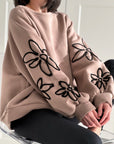 Sweatshirt, gestickte Ärmel, 4 Farben, Taupe