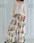 Hose, Blumen, Wide-Leg