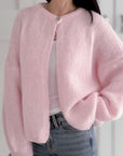One-Button-Cardigan, Alpaka, 5 Farben