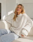 Pullover, flauschi, Stehkragen, Cremeweiß