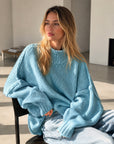 Pullover, flauschi, Stehkragen, Babyblau