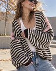 Strickjacke, Kontrastkanten, Schoko