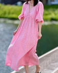 Musselin Kleid, rückenfrei, Rosa-Leo