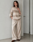 Pullover, Mohair, Blockstreifen, Beige