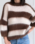 Pullover, Mohair, Blockstreifen, Schoko