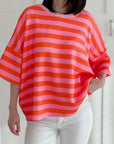 Sweat-T-Shirt, Blockstreifen, 5 Farben