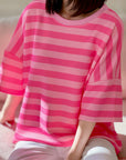 Sweat-T-Shirt, Blockstreifen, 5 Farben
