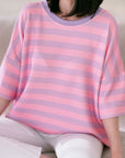 Sweat-T-Shirt, Blockstreifen, 5 Farben