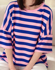 Sweat-T-Shirt, Blockstreifen, 5 Farben