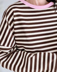 Longsleeve, Streifen, Farbkragen, Schoko