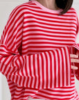 Longsleeve, Streifen, Farbkragen & Weiten Ärmeln, 6 Farben