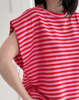 T-Shirt, Cap-Sleeves, Streifen, 4 Farben
