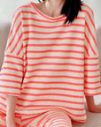 Strick-T-Shirt, Neon-Streifen