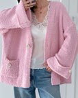 Bouclé Strickjacke, weite Ärmel, 2 Farben