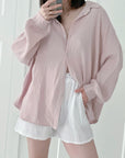Musselin Bluse, regular, Babyrosa