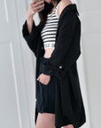 Musselin Bluse, oversize, Auge
