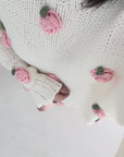 Strickpullover, 3D-Blumen, Grobstrick