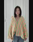Musselin Bluse, bunte Streifen I, 4 Farben