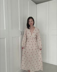 Besticktes Baumwollkleid, Rückenausschnitt, 5 Farben