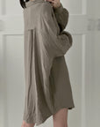 Musselin Bluse, long oversize, Taupe