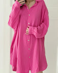 Musselin Bluse, long oversize, Sakura